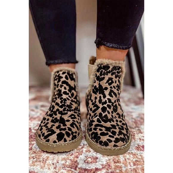 Azura Exchange  Leopard Zip Up Fleece Lining Chelsea Boots - Picture 4 of 7